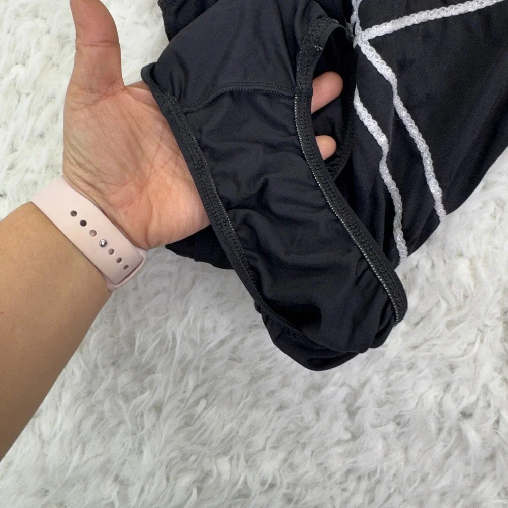 GK Elite Shawn Johnson Leotard Girls Black Silver Glitter Trim Gymnastics No Siz